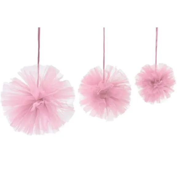 3 Boules Tulle à suspendre - Rose