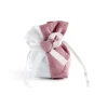 6 Bourses Cœur Velours - Rose et Blanc
