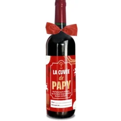 Bouteille de vin rouge humoristique - La cuvée de Papy