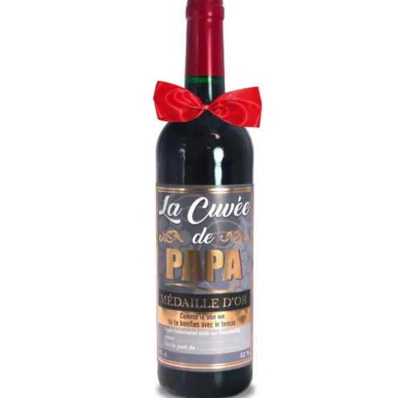 Bouteille de vin rouge humoristique - La cuvée de Papa