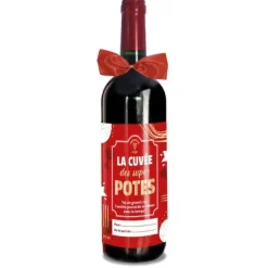 Bouteille de vin rouge humoristique - La cuvée des super potes