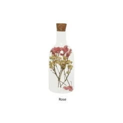 Bouteille en verre avec fleurs séchées - 17 cm - Couleur au choix