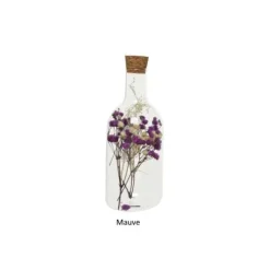 Bouteille en verre avec fleurs séchées - 17 cm - Couleur au choix