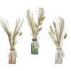 Bouteille en verre avec fleurs séchées - 35 cm - Modèle au choix