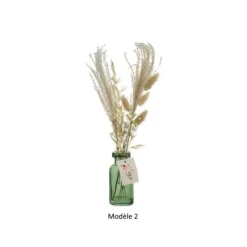 Bouteille en verre avec fleurs séchées - 35 cm - Modèle au choix