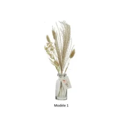 Bouteille en verre avec fleurs séchées - 35 cm - Modèle au choix