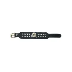 Bracelet de rocker 2 rangs avec crâne - 23 x 4 cm