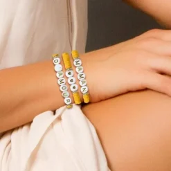 3 Bracelets perles Heishi - Maman d'Amour - Couleur au choix