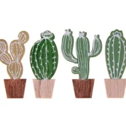 4 Cactus en Bois - 5,5 cm