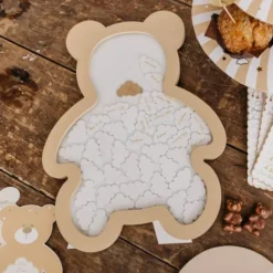 Cadre Livre d'or Nounours et 45 Nuages en bois - Collection Baby Nude