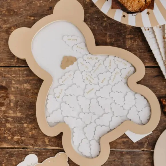 Cadre Livre d'or Nounours et 45 Nuages en bois - Collection Baby Nude