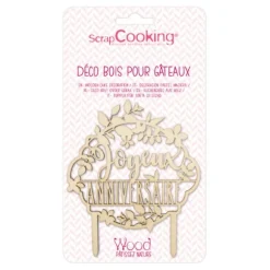 Cake Topper en bois - Joyeux Anniversaire