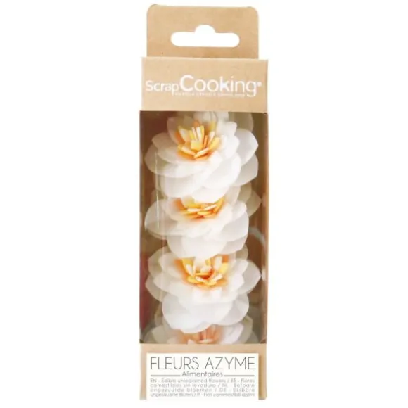 4 camélias blancs en azyme pour pâtisseries