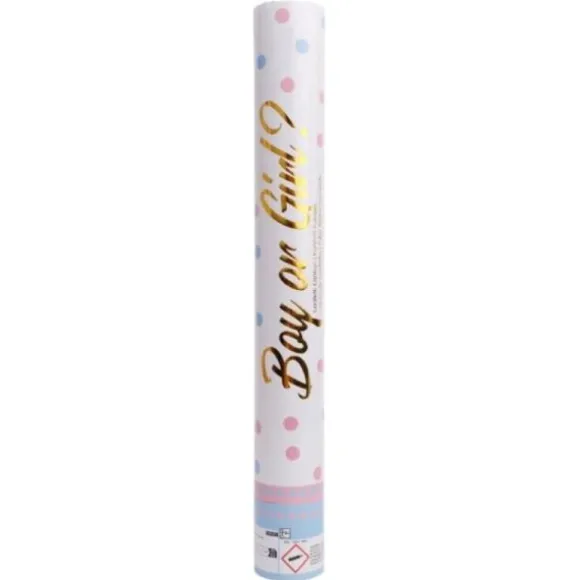 Canon à confettis ronds pour Gender Reveal - Garçon ou Fille ? - 40 cm - Modèle au choix