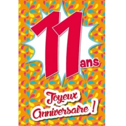 Carte d'Anniversaire Découp'âge avec enveloppe - 11 ans