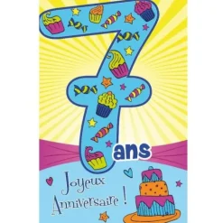 Carte d'Anniversaire Découp'âge avec enveloppe - 7 ans