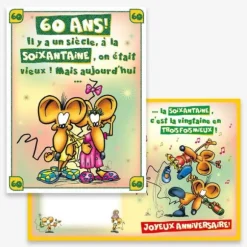 Carte d'Anniversaire Géante avec Enveloppe - 60 ans