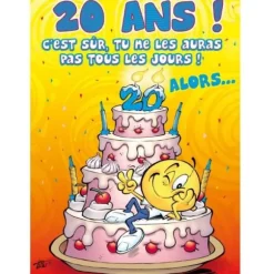 Carte d'Anniversaire Maxi Format avec Enveloppe - 20 ans