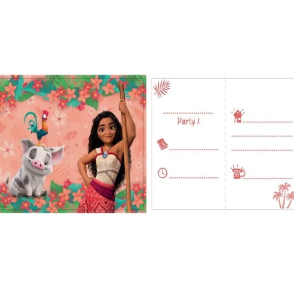 6 cartes d’invitation en carton avec enveloppes - 18 x 11 cm - Vaiana 2™