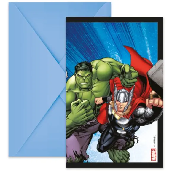 6 cartes d’invitation en carton avec enveloppes - 18 x 11 cm - Avengers™