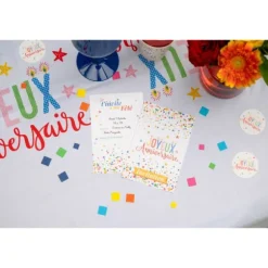 6 cartes d'invitation en carton pour anniversaire - 10 x 15 cm - Collection Anni' Festy