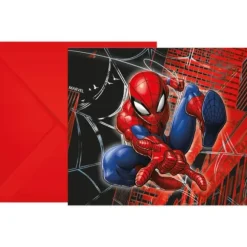 6 cartes d'invitation en carton avec enveloppes - 18 x 11 cm - Spider-Man™