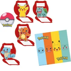 8 cartes d'invitation en carton avec enveloppes FSC® - 11 x 11 cm - Pokémon™