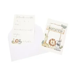 6 cartes d’invitation en carton avec enveloppes - 15 x 10 cm - Collection Animaux de la Savane