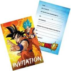 8 cartes d’invitation en carton avec enveloppes - 15 x 10 cm - Dragon Ball Super ®