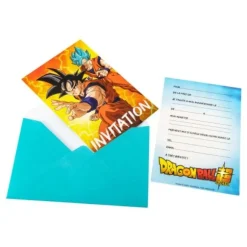 8 cartes d’invitation en carton avec enveloppes - 15 x 10 cm - Dragon Ball Super ®