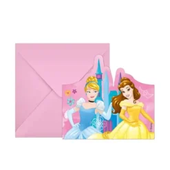 6 Cartes d'Invitation et Enveloppes en carton FSC Princesses Disney™ Live