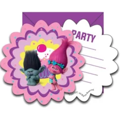 6 Cartes d'Invitation Trolls