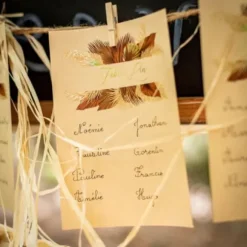 15 Cartes Plan de Table - Palm Leaf - Sable et Or