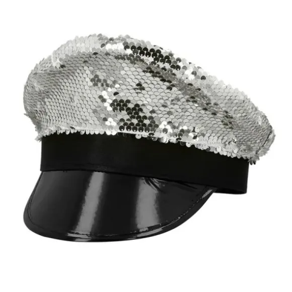 Casquette à sequins argentés