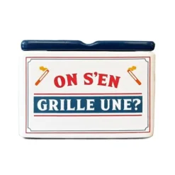 Cendrier carré "On s'en grille une ?" - Collection Claquettes Chaussettes