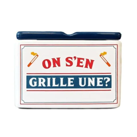 Cendrier carré "On s'en grille une ?" - Collection Claquettes Chaussettes