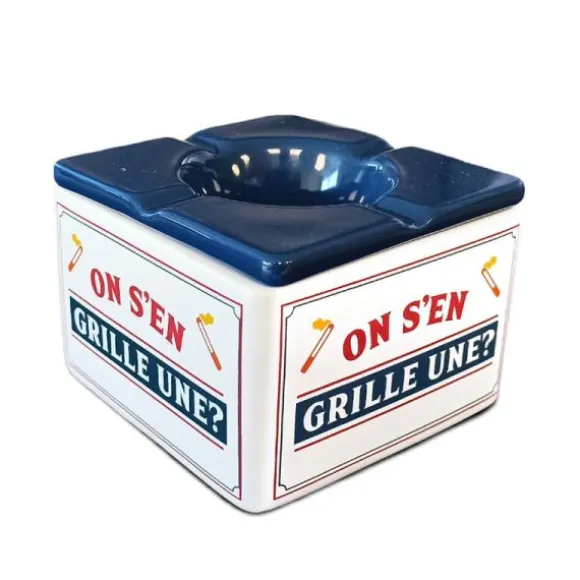 Cendrier carré "On s'en grille une ?" - Collection Claquettes Chaussettes