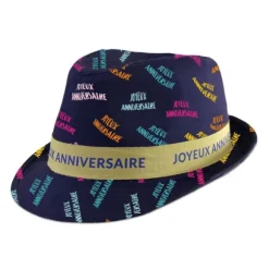 Chapeau Borsalino "Joyeux Anniversaire" - Couleur Bleu