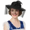 Chapeau Charleston avec fleurs et voilette pour femme