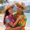 Chapeau de paille Hawaïen avec fleurs