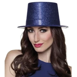 Chapeau en Plastique à Paillettes Bleu