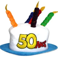 Chapeau Joyeux anniversaire 50 ans blanc