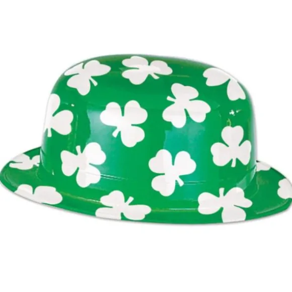Chapeau Melon Saint-Patrick avec trèfles en plastique