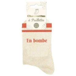 Chaussettes à paillettes avec bandes pour femme - Modèle au choix