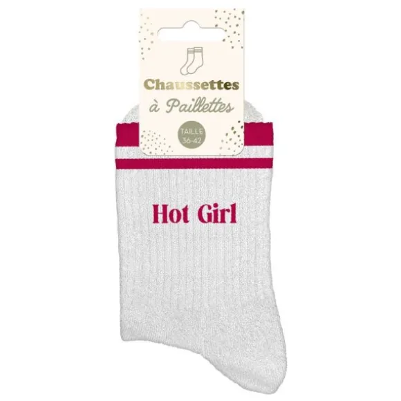 Chaussettes à paillettes avec bandes pour femme - Modèle au choix