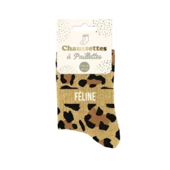 Chaussettes à paillettes à motifs félins pour femme - Modèle au choix
