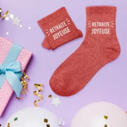 Chaussettes à paillettes "Retraite Joyeuse" pour femme