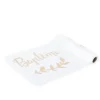 Chemin de Table « Baptême » en Organza – Blanc et Paillettes Dorées