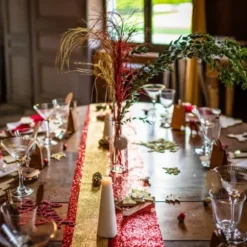 Chemin de Table - Coquettes Paillettes - Rouge