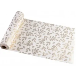 Chemin de table d'automne - Coton - Feuilles en or - 28 cm x 3 m